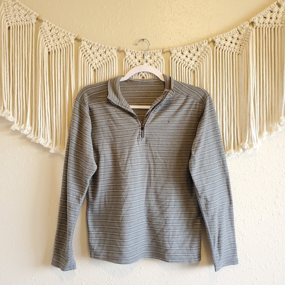 PATAGONIA Gray Striped Quarter Zip Sweater - Picture 2 of 5